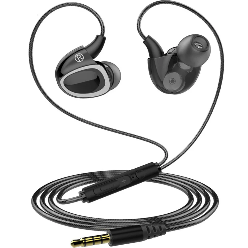 HIFI Earphone Dual Dynamic Driver 3.5MM Headset Bass Stereo Earbuds With Mic | Электроника