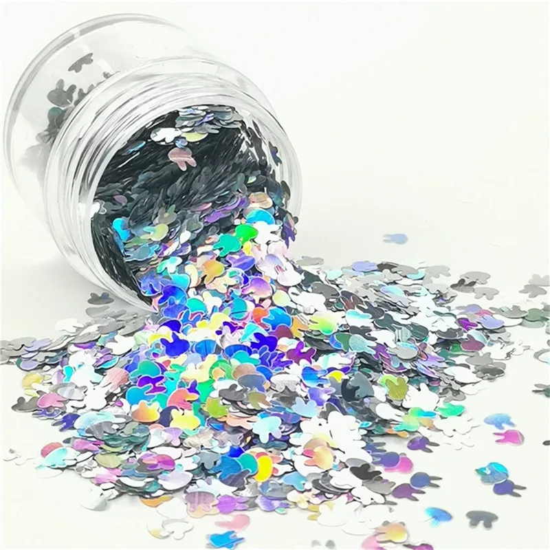 Ультратонкие Блестящие Блестки в форме кролика 4 мм блестки для ногтей искусства