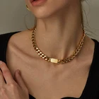 Ожерелье из нержавеющей стали, массивная цепочка, минимальный дизайн, кубинское звено, коллоар, женские подарки