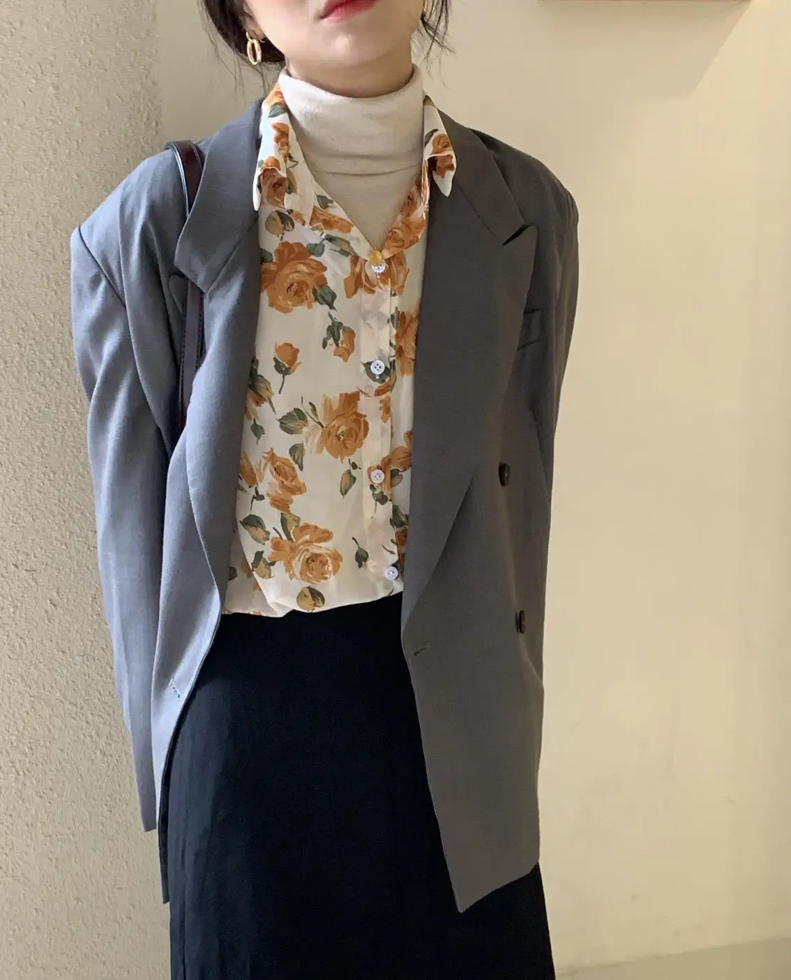 Весенняя новинка женская шифоновая блузка с принтом рубашка буфами на рукавах