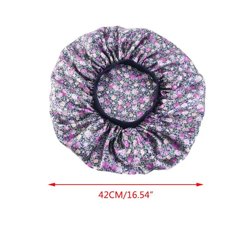 

Women Extra Large Satin Bonnet Sleep Night Cap Elastic Wide Band Ethnic Floral Jumbo Salon Chemo Cap Head Hair Cover