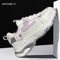 autuspin new genuine leather shoes for women breathable mesh casual sneakers winter autumn mixed colors platform sports shoes