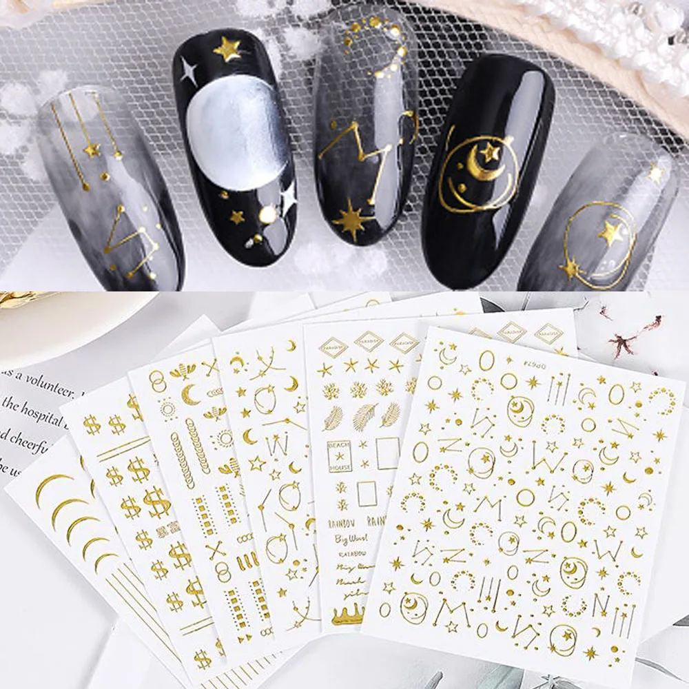 6 листов/набор стикеры 3D на ногти Nail Art японское украшение звезда/Луна стиль