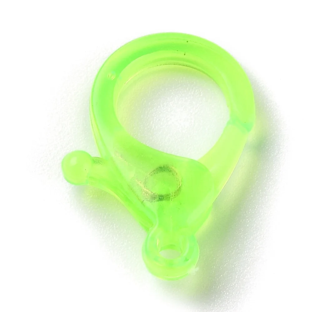 

100PCS Transparent Plastic Lobster CLaw Clasps Lime 26x19x6mm Hole: 2mm for fashion jewelry