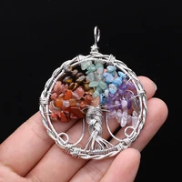 7 chakras natural stone pendants tree of life tiger eye citrines amulet for jewelry making diy women necklace gifts