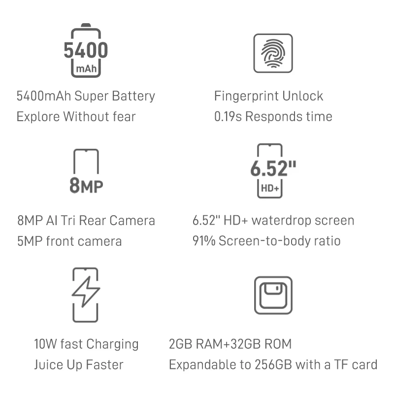 doogee x96 cellphones 2gb ram 32gb rom 13mp quad camera smartphones 5400mah android 11 octa core celular mobile phone free global shipping