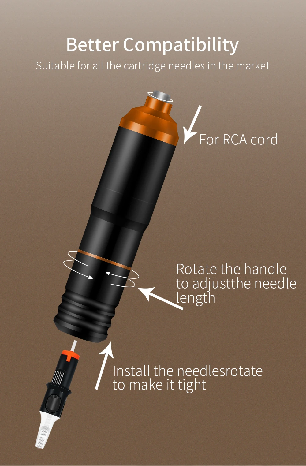 Роторная машина для татуировки, интерфейс RCA, импортный двигатель, самолет, алюминиевый сплав, Перманентный макияж, тату-пистолет, ручка