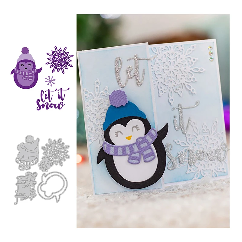 Девушка Санта Пингвин птица ремесло металлическая рамка шаблоны Скрапбукинг