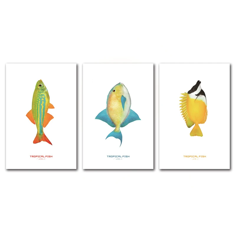 

Customizable abstract color ocean fish beautiful wall painting children's room home frameless printing canvas decoration poster