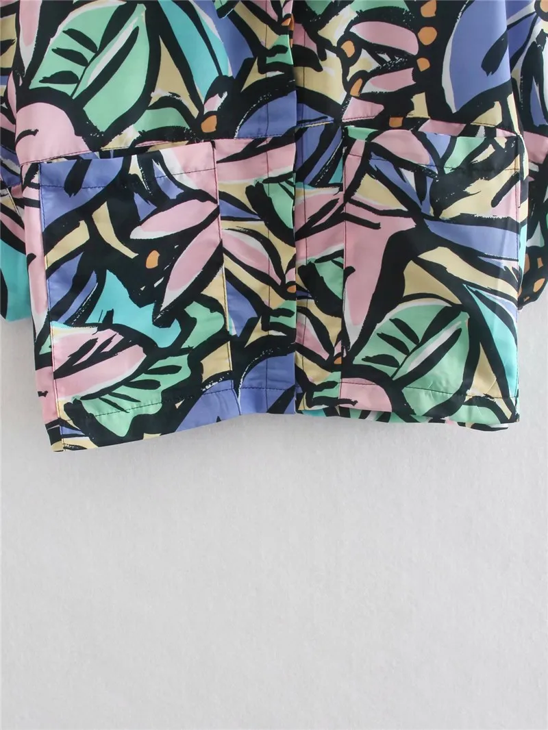 

TMODA1252 Fashion Print Crop Blouses Shirt Women 2021 Turn Down Collar Long Sleeve Female Shirt Chic Tops Ladies Casual Clothing