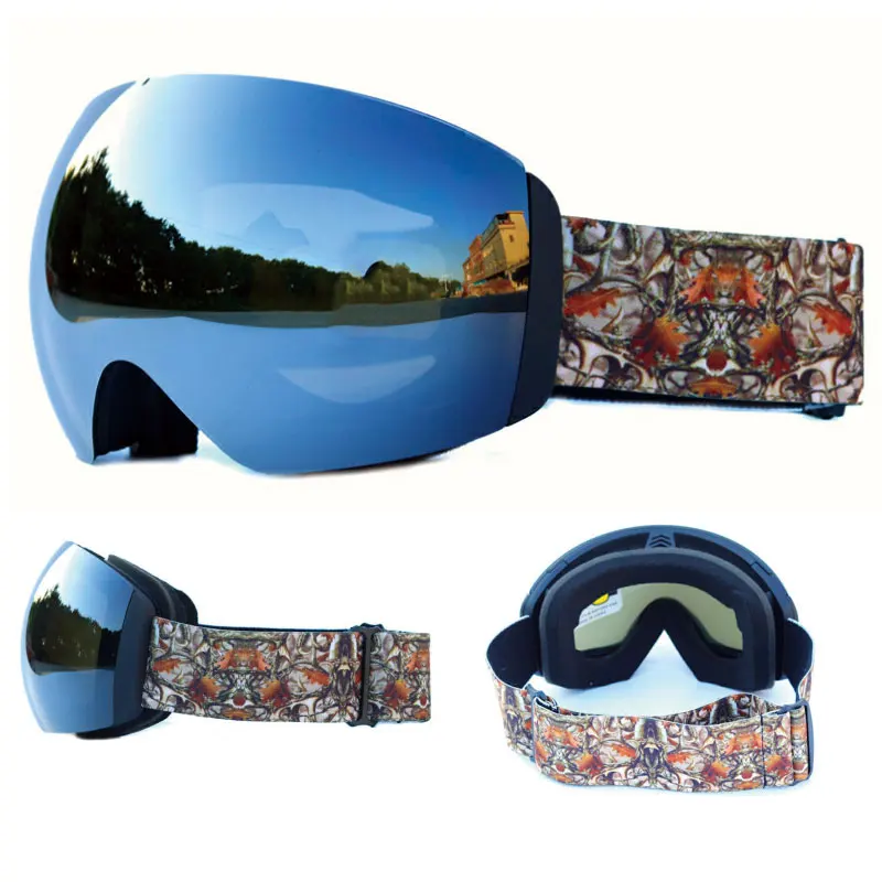Black Silver Lens Лыжные очки двухслойные Поляризованные линзы для катания на лыжах противотуманные UV400 очки для сноуборда мужские женские лыжные Чехол для очков - Цвет: Black Silver Lens