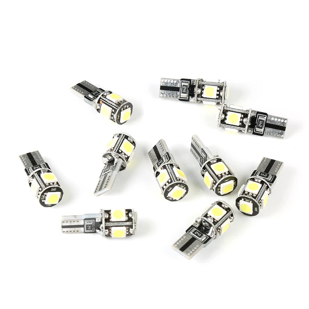 

10pcs W5W T10 5050 5SMD LED bulb for car interior reading dome card trunk luggage compartment door courtesy lighting DC12V