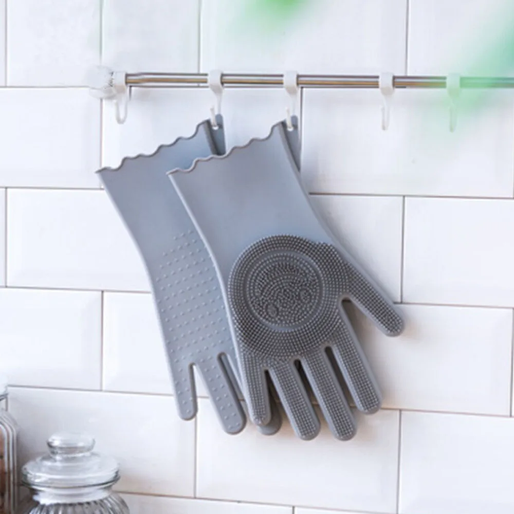 Волшебные силиконовые перчатки для мытья посуды кухонные чистки щетка домашнего
