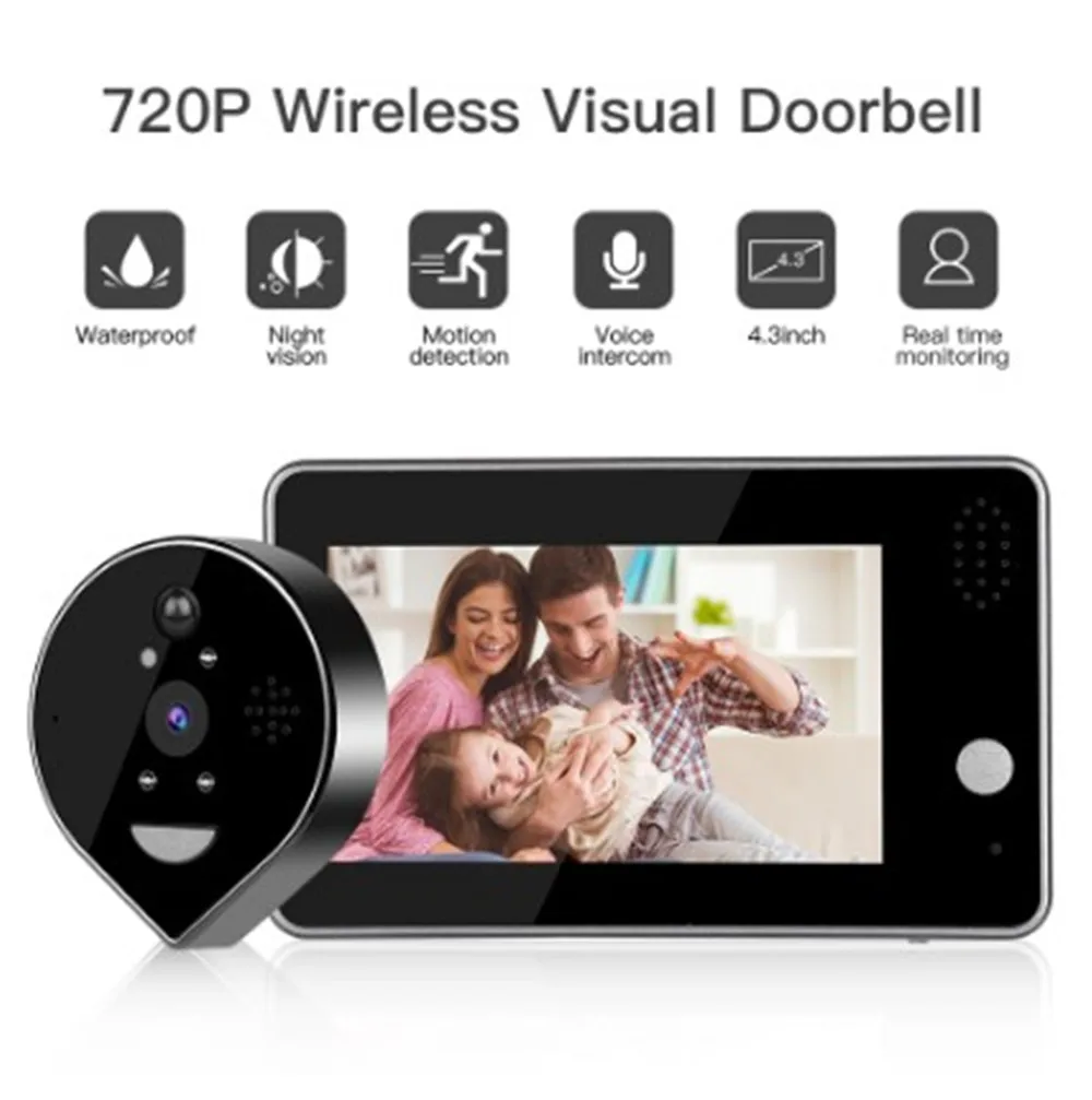 4.3 Inch Wireless WIFI Doorbell Long Time Standby Video Door Phone