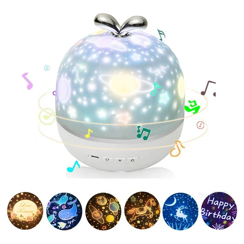 

360 Rotation Starry Sky Night Light Projector with 6 Projection Films Projector Lamp for Kids Bedroom ALI88