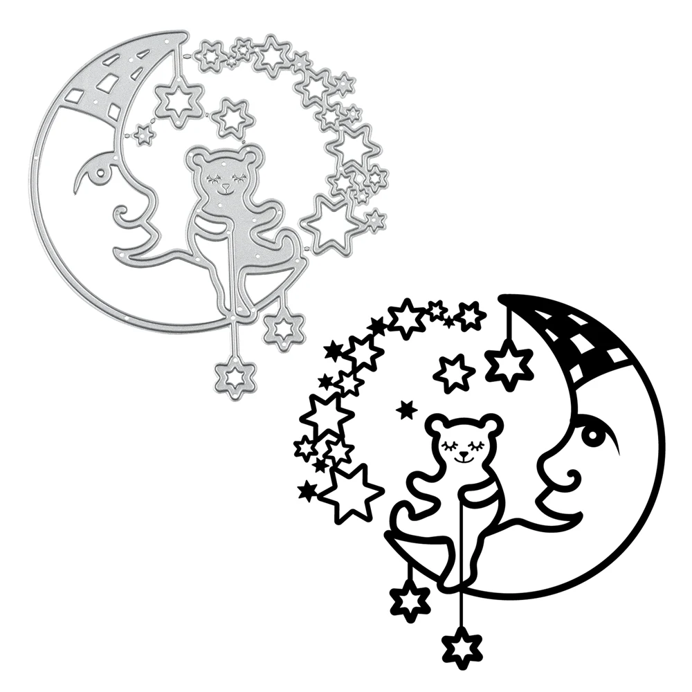 DiyArts Bear Sit on Moon Metal Cutting Dies Star for Craft Card Scrapbooking 2018 New Embossing Stencil Template Die Cuts | Дом и сад