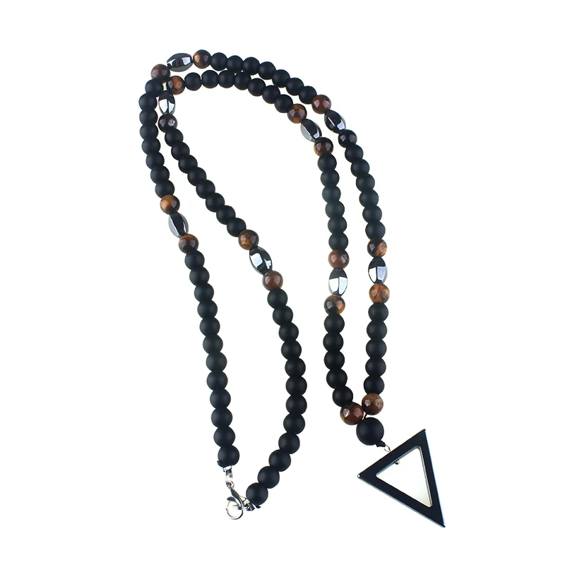 Черное длинное ожерелье в стиле ретро тигровый глаз каменные бусины с