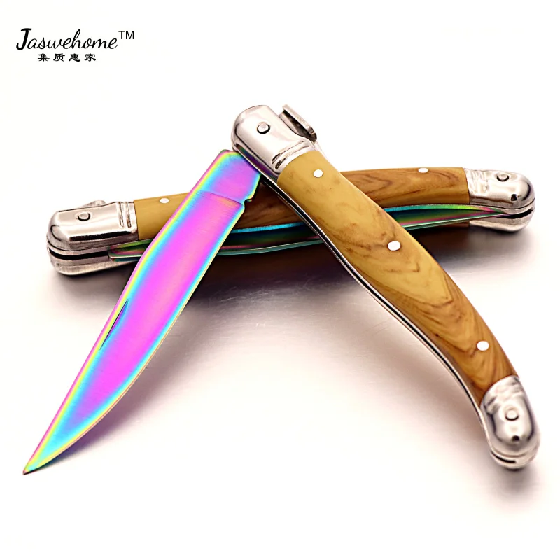 Складной нож из нержавеющей стали Jaswehome цветной с титановым покрытием