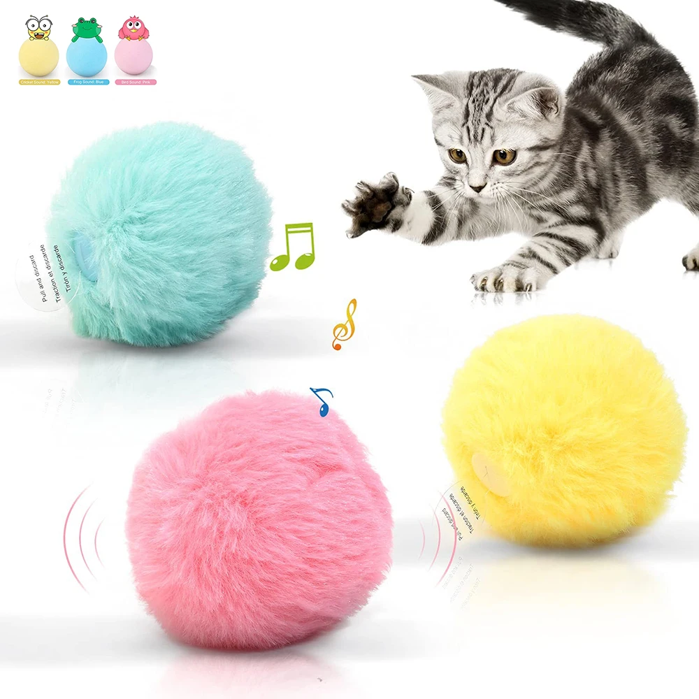 

Smart Cat Toy Balls Lifelike Animal Chirping Sounds-Bird Frog and Cricket Built-in Catnip Interactive Cat Kicker Toys for Indoor