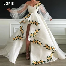 LORIE – robe de soirée à fleurs dorées en dentelle 3D, épaules dénudées, manches longues, célébrités, robes de concours de beauté, grande taille  (2)