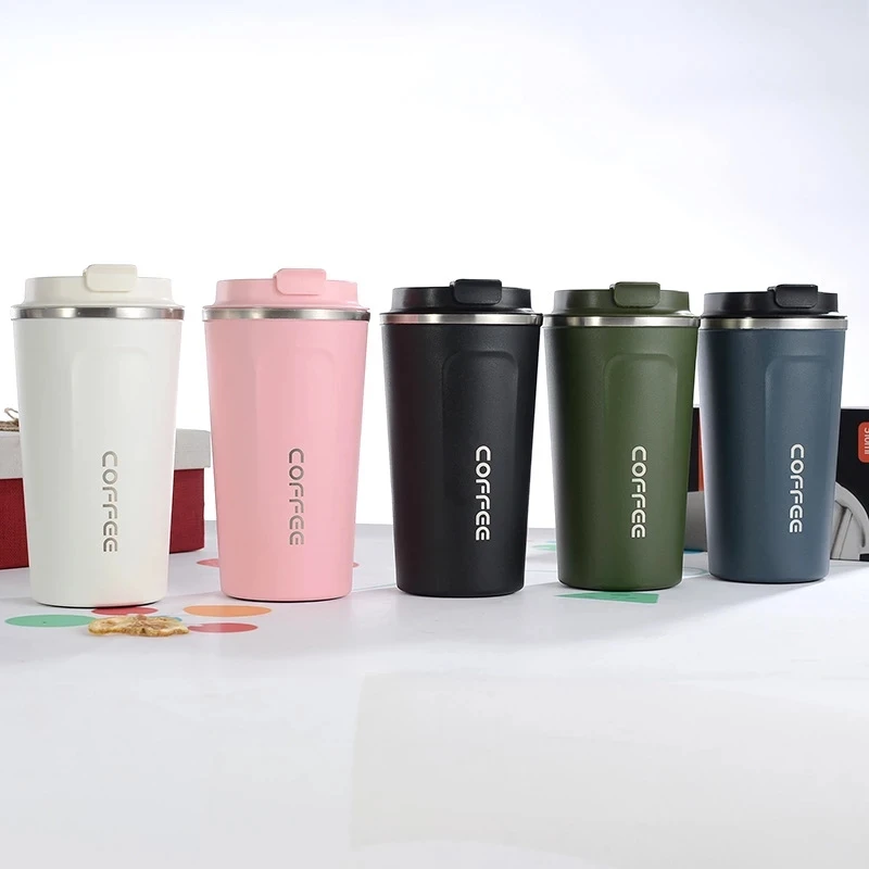

380ML/510ML Coffee Mug Water Cup Double Stainless Steel Thermos Travel Cup With Leak-Proof Cover Christmas Gifts