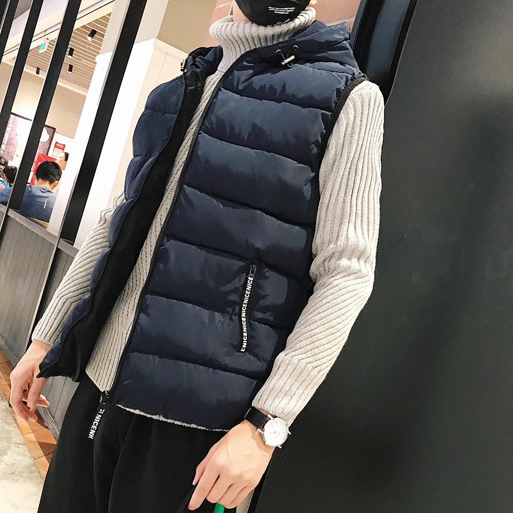 Мужская жилетка с капюшоном новинка 2019 осенняя зимняя теплая без рукавов мужская