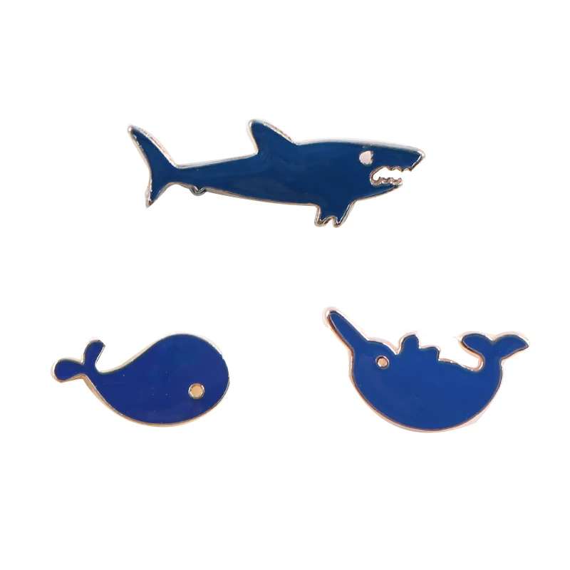 1 шт. эмалированные булавки металлическая синяя брошь в виде Кита акулы значок