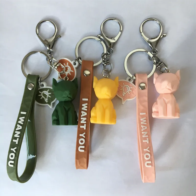 Аниме Геометрическая собака брелок красочные мягкие резиновые ПВХ милые брелки