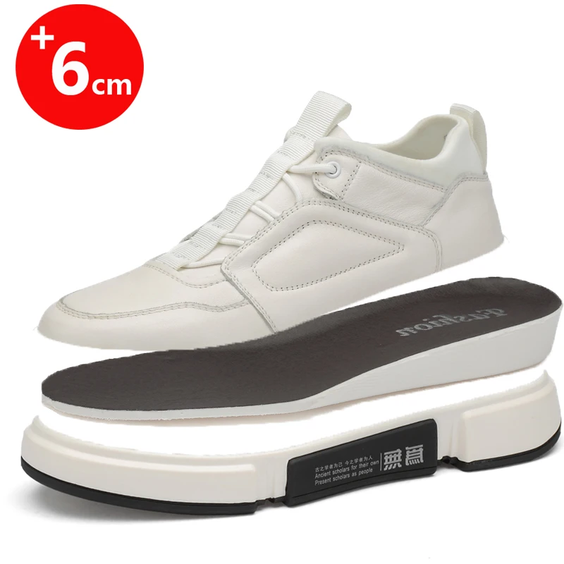 Мужская обувь увеличивающая рост на скрытом каблуке Мужские кроссовки Кожаная