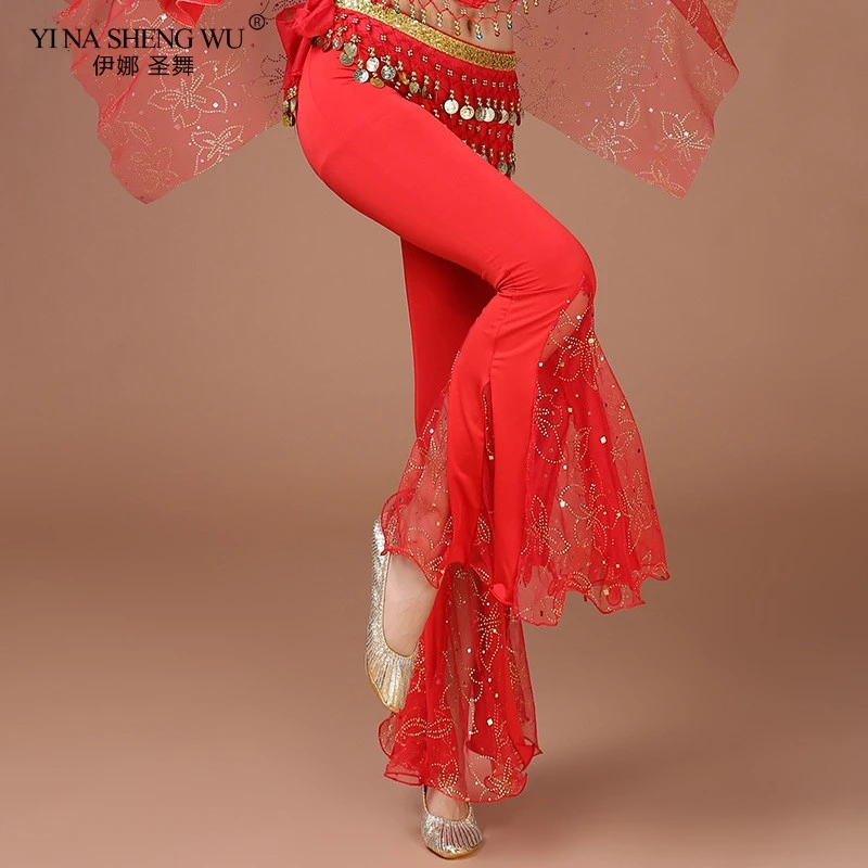 

Kid's Milk silk Belly Dance Pants 3 Colors Workout Bellydance Costume Pants For Bellydancer Women India Princess Sequins New