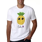 Летняя футболка с ананасом для мужчин 2020, Милая футболка с героями мультфильмов, футболка с круглым вырезом и коротким рукавом, футболка с ананасом, крутые мужские футболки