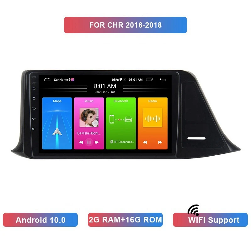 

9 Inch 2 Din Android 10.0 Car MP5 Player Stereo Radio 2+16GB Wifi Bluetooth GPS Navigation for Toyota CHR 2016-2018 US