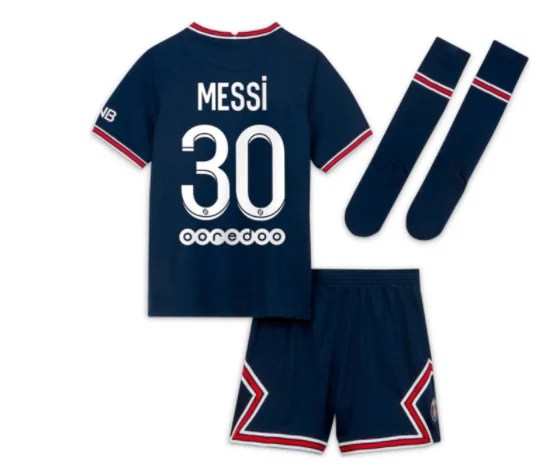 

kids kit messis jersey 2021 2022 PSG football jersey child 21 22 kids kit+socks Soccer shirts