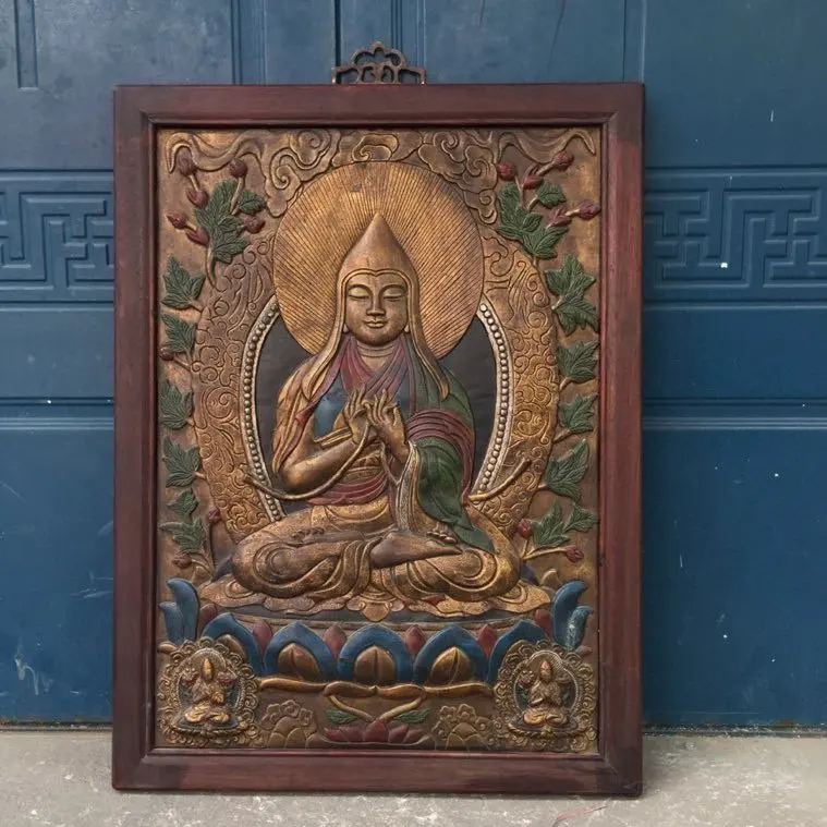 

30 "Античная Редкие Тибетский буддистский храм старинная бронза роспись красное дерево комплект фоторамки оптом буддийские цонкапой танка ...