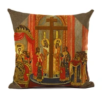double sided printed sofa cushion cover christian jesus pattern faux linen pillow case home interior vintage decoration 4545cm
