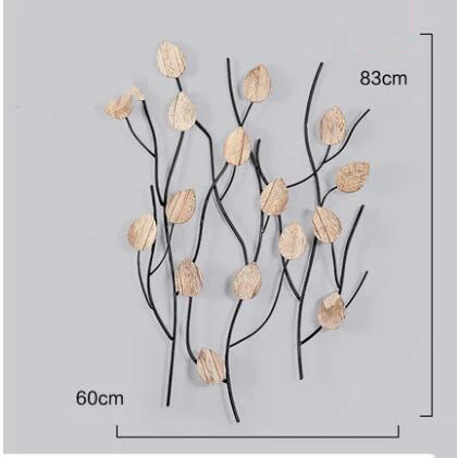 

Nordic Wrought Iron Wood Leaves Wall Hanging Decoration Bar Cafe Clothing Shop Wall Sticker Crafts Home Wall Murals Arts