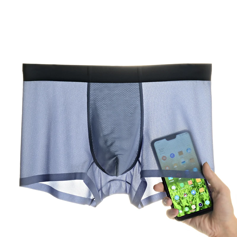 6Pcs/Lot Factory Direct High-End Ice Silk Seamless Men's Underwear Breathable Mesh Underwear Transparent Sexy Men's Boxer Briefs