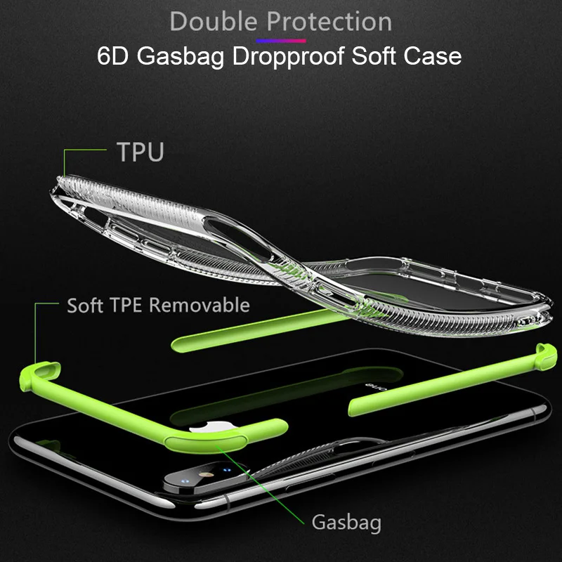 Двухцветный защитный противоударный Прозрачный чехол для iphone 12 11 pro X XR XS MAX 7 8 6s 6