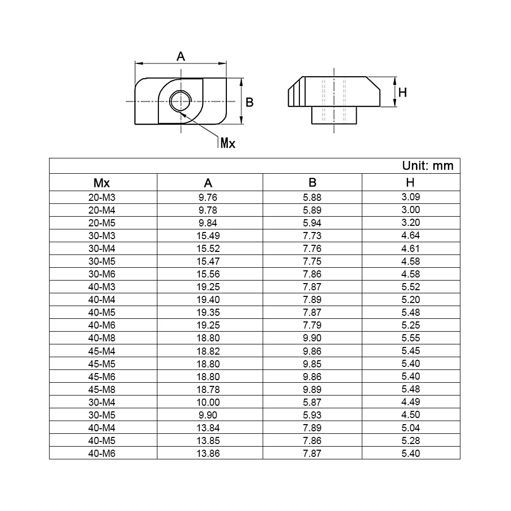 

96pcs M3 M4 M5 M6 M8 T Slot Nut Hammer Head Sliding T Nut Fasteners Drop In T-nut Set for 2020 3030 4040 Series Aluminum Profile