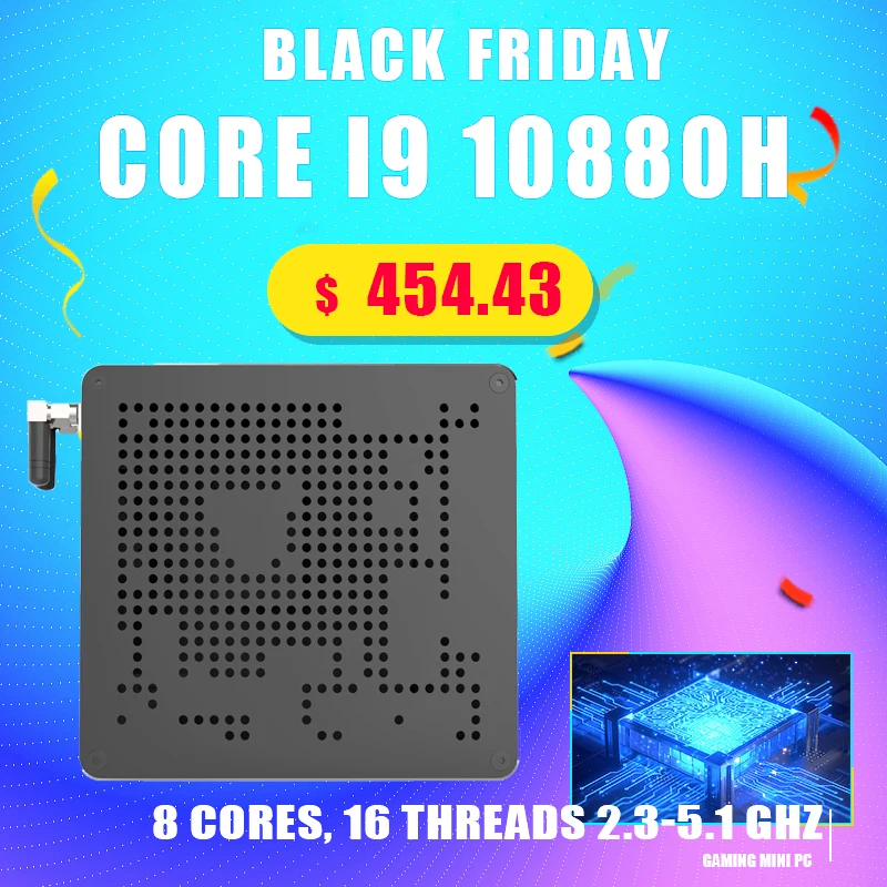 Лидер продаж 10 го поколения Intel Core i9 10880H 2xsodimm DDR4 слот для памяти до 64 Гб 2 * M.2 2280 NVME SSD