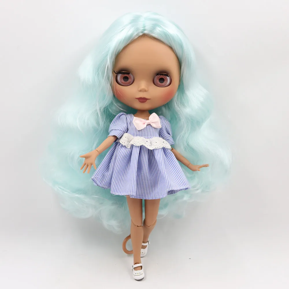 Ледяной DBS Blyth кукольные голубые волосы с темной кожи 1/6 bjd по индивидуальному