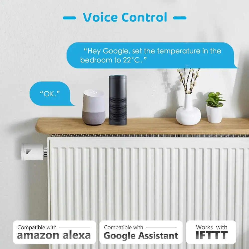 Meross Smart WLAN термостат радиатора с ЖК дисплеем совместим Alexa Google Assistant и IFTTT алиса