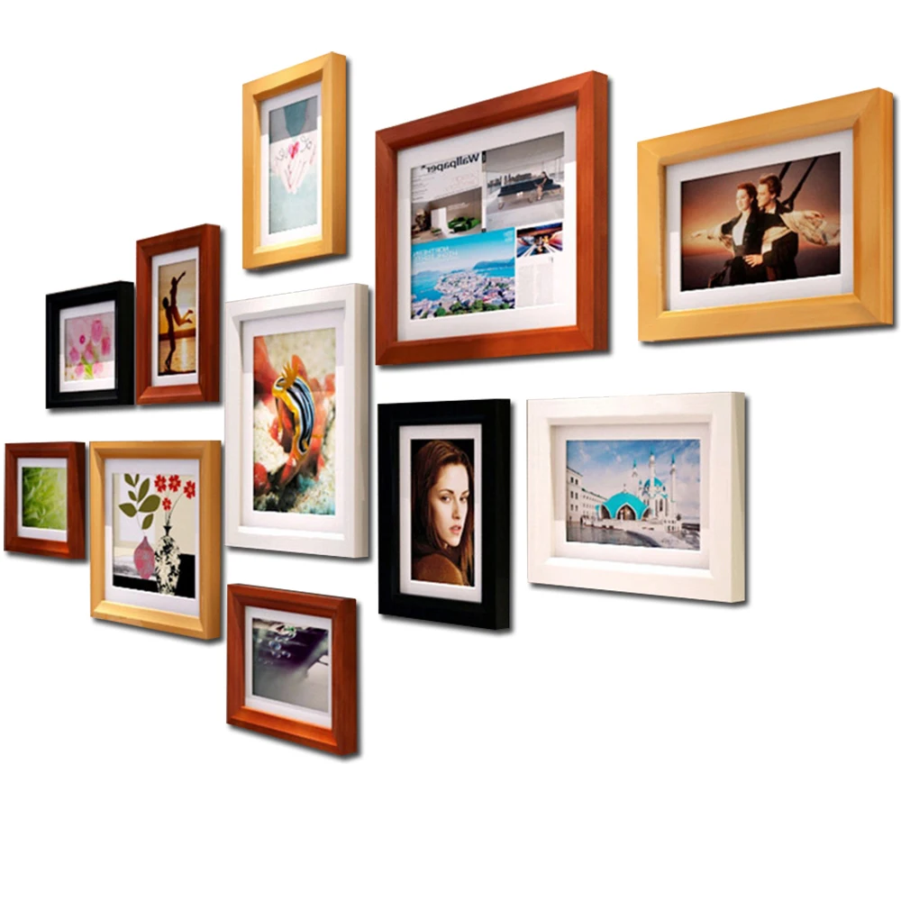photo frame 11 шт. деревянная фоторамка настенная подвесная фоторамка для прихожей спальни гостиной настенные украшения современное искусство домашний декор семейный - Цвет: photo frame