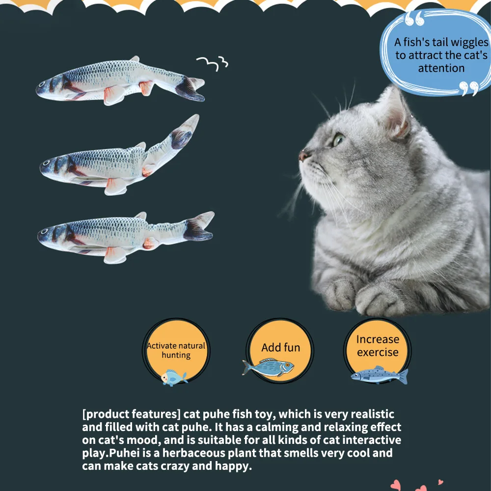 Мягкая плюшевая игрушка в форме рыбы для домашних животных кошек интерактивные