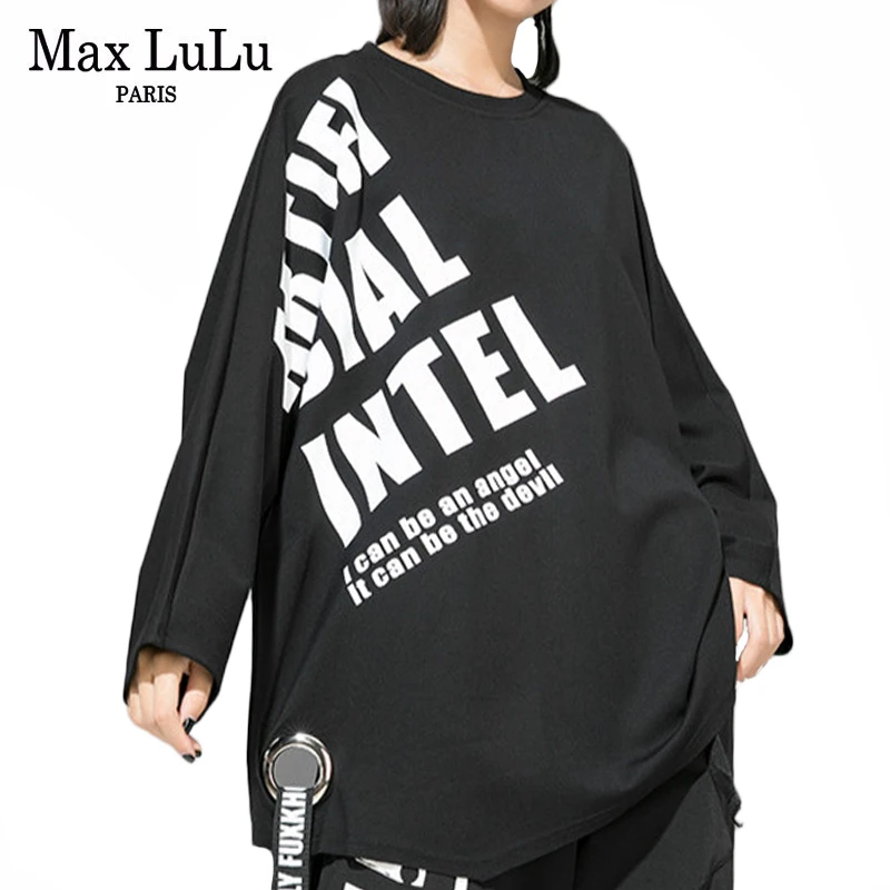 Модная осенняя одежда в Корейском стиле Max LuLu 2019 женские топы футболки свободные