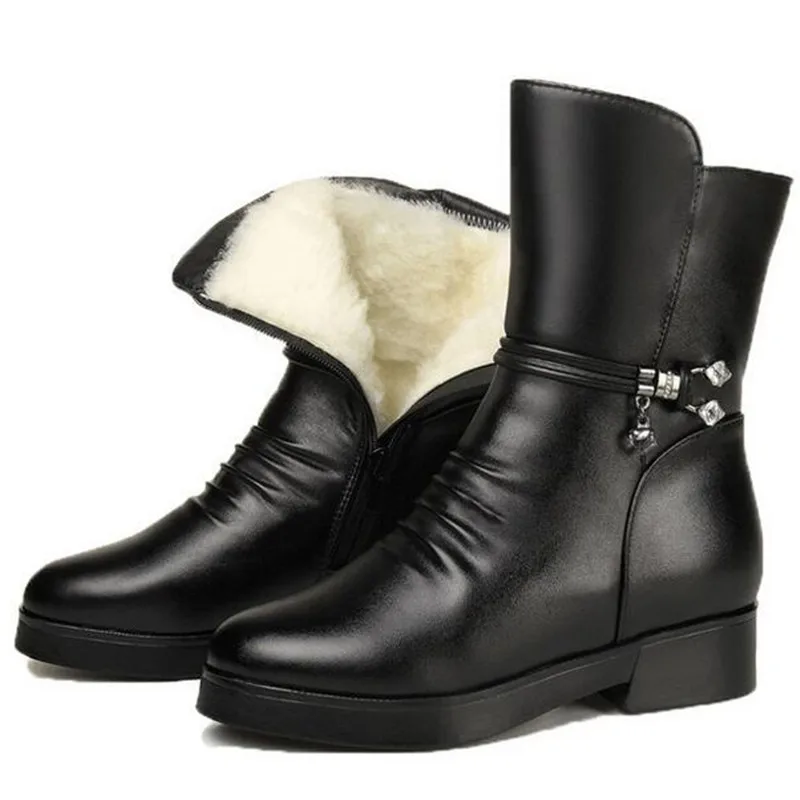 Женские ботинки из воловьей кожи зимние сапоги теплые удобные новинка 2020|Зимние