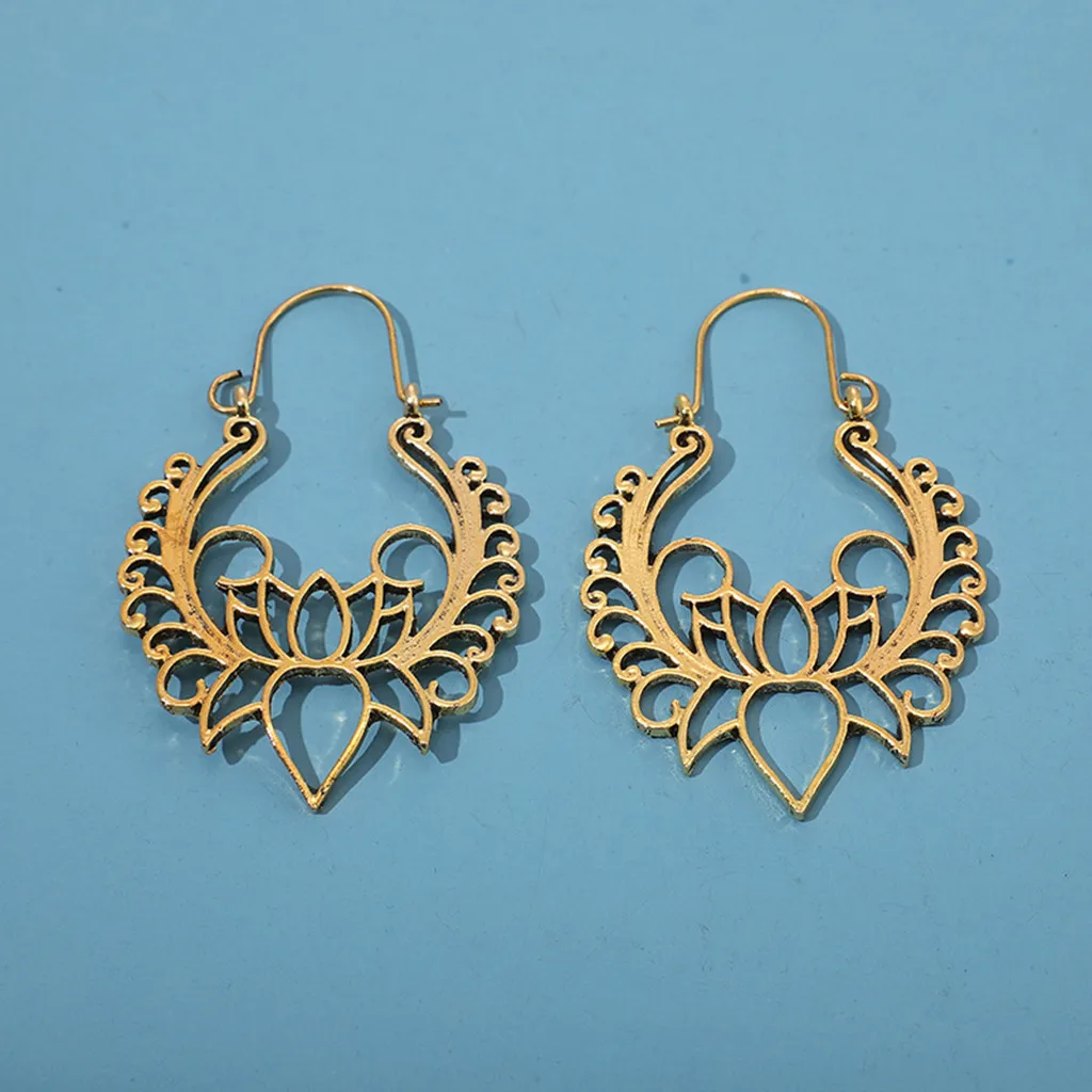 Висячие серьги для женщин винтажные богемные ажурные круглые рыбки листья