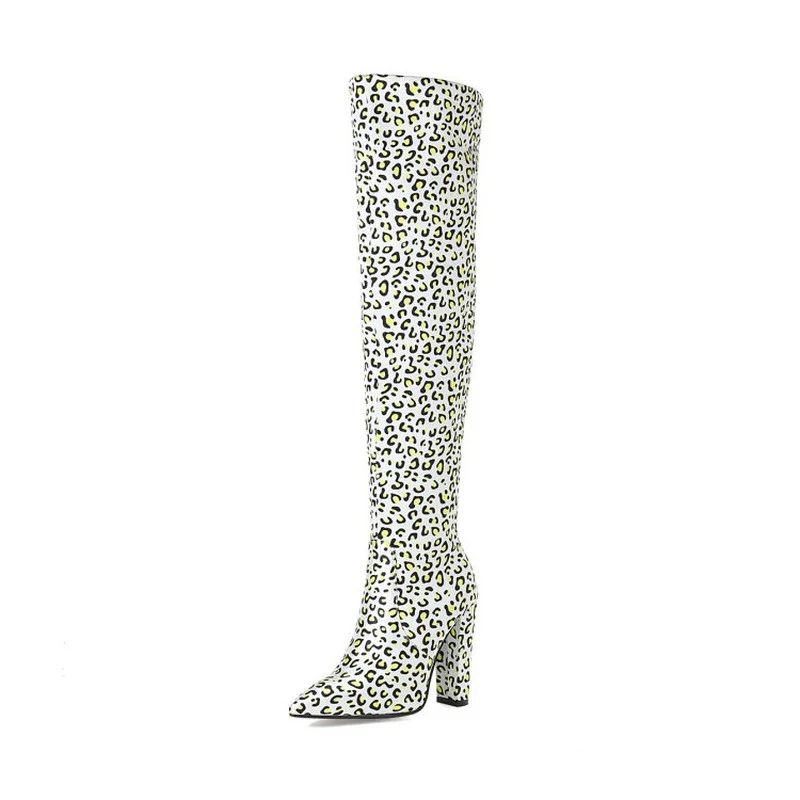 

2021 autumn and winter women's European and American fashion new pointed thick high heel over the knee high-top women's boots