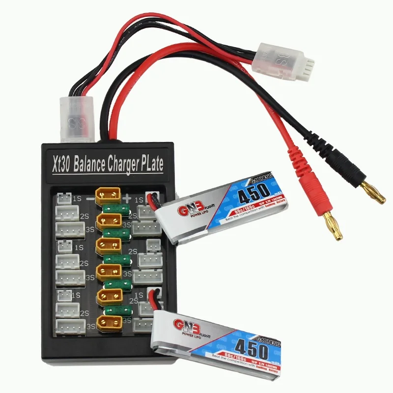 

Lipo Charger Adaptor Board Plate 1S-3S XT30 Plug Parallel for 1S 2S 3S LiPo Batteries Compatible with 6pcs XT30 to JST Cable