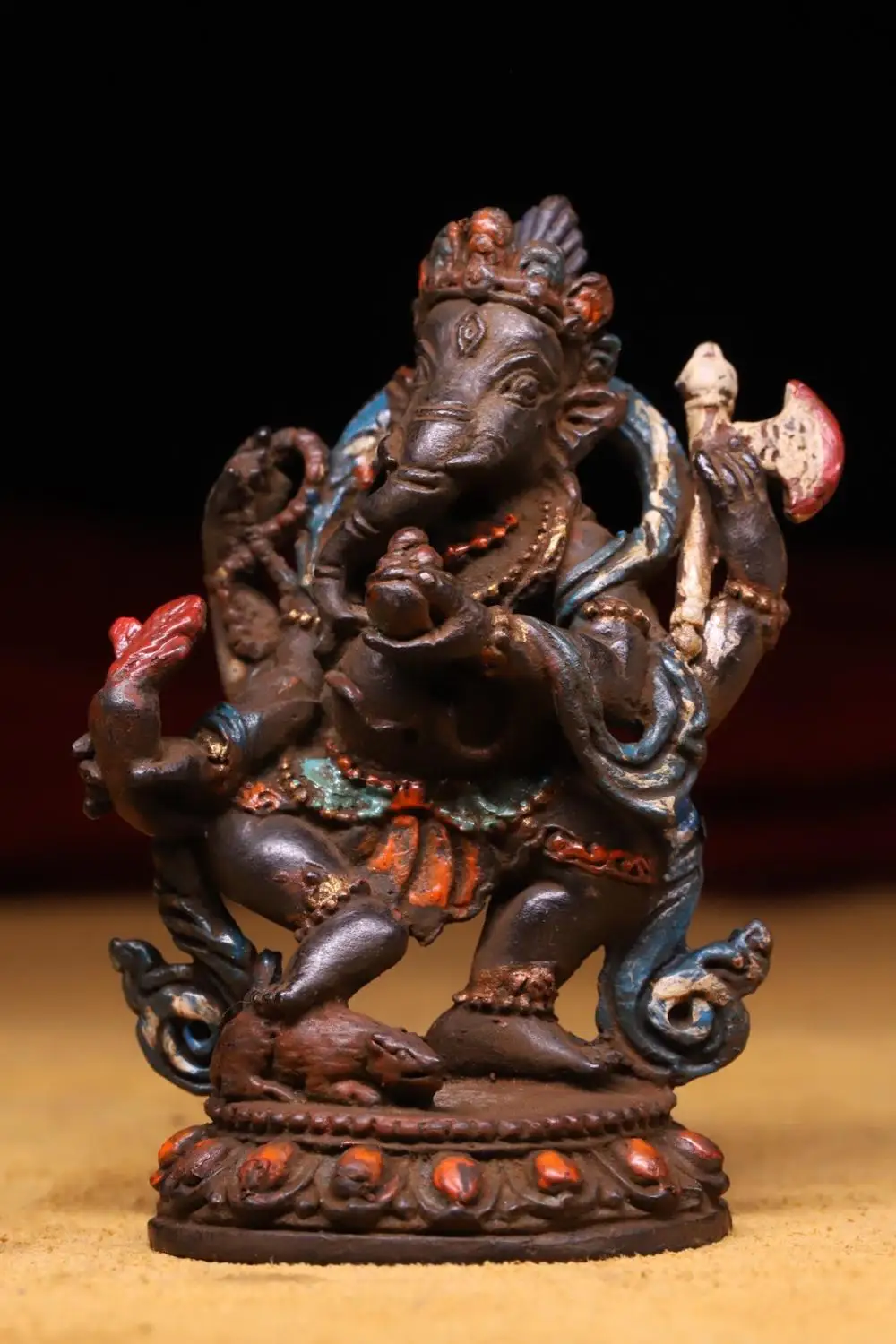 wedding decoration Tibetan monastery collection of bronze hand-beating chiseling color painting Elephant statue | Дом и сад